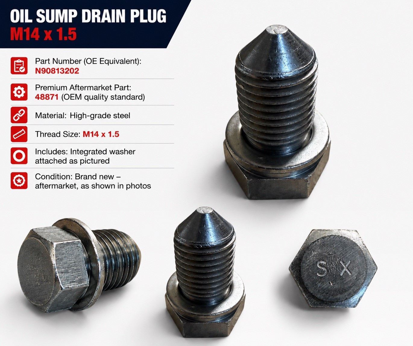 Oil Sump Drain Plug Fits VW Golf MK1 MK2 MK3 MK4 MK5 OE Febi 48871 New N90813202 OE Style