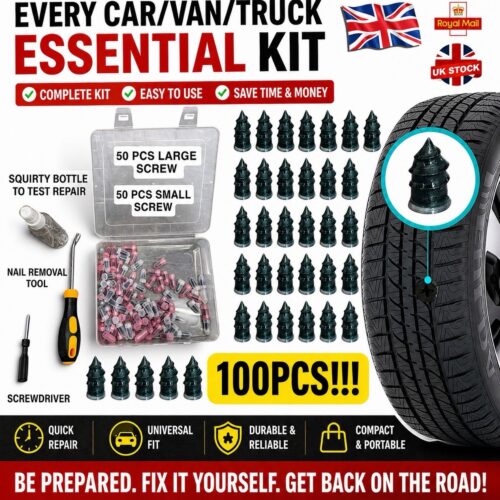 100pcs Heavy Duty Tyre Puncture Repair Kit Set Tire Mending Kit Car Motorbike