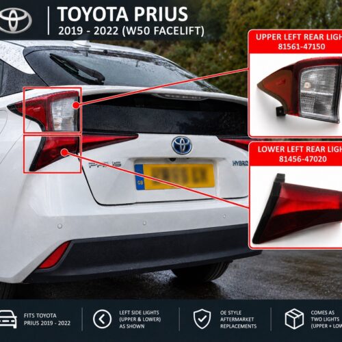 Toyota Prius 2018-2022 LED Rear Lights Upper & Lower Wing Lamps Left Side – New OE Style