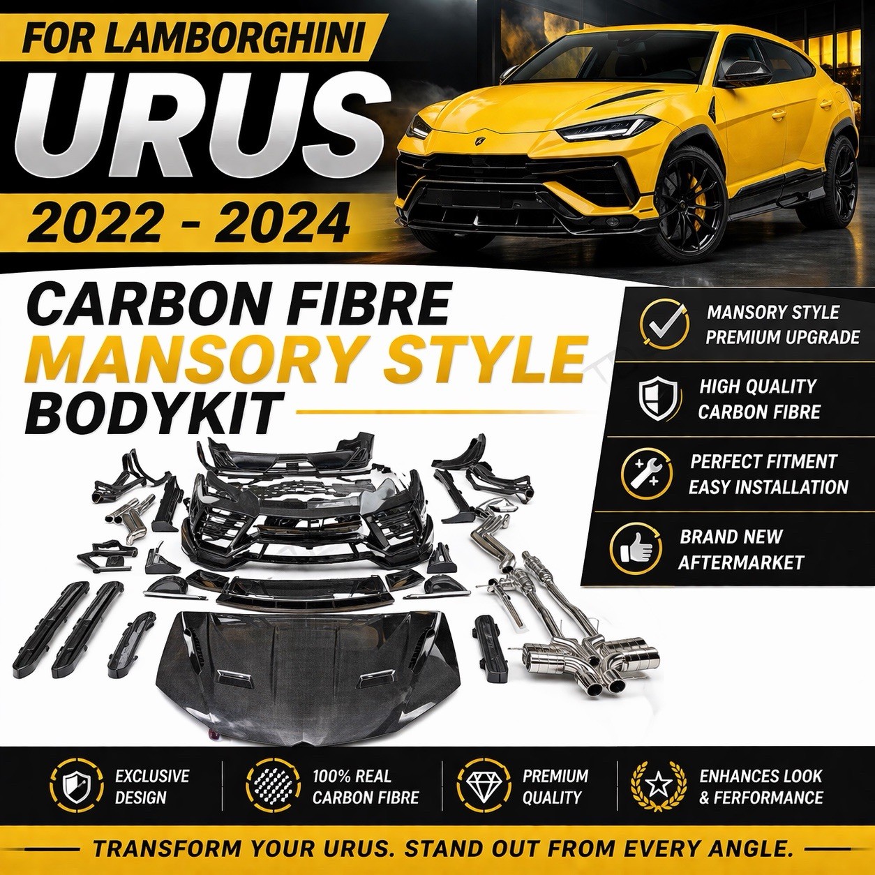 Lamborghini Urus 2022 - 2024 Carbon Fibre Mansory Inspired Bodykit New OE Style